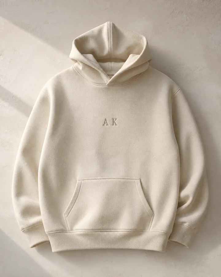 Oatmeal hoodie embroidered with personalized initials
