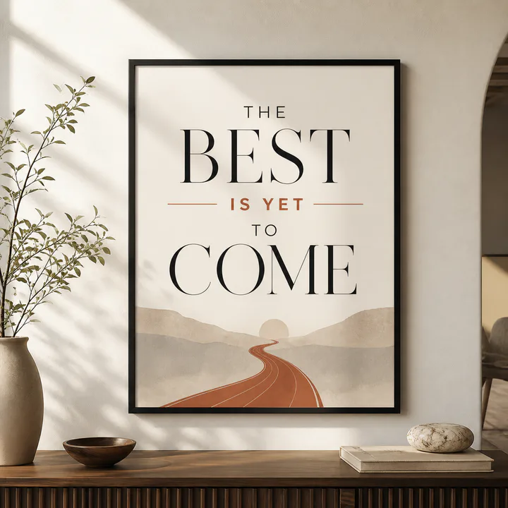 Framed cream poster with a personalized editorial quote layout